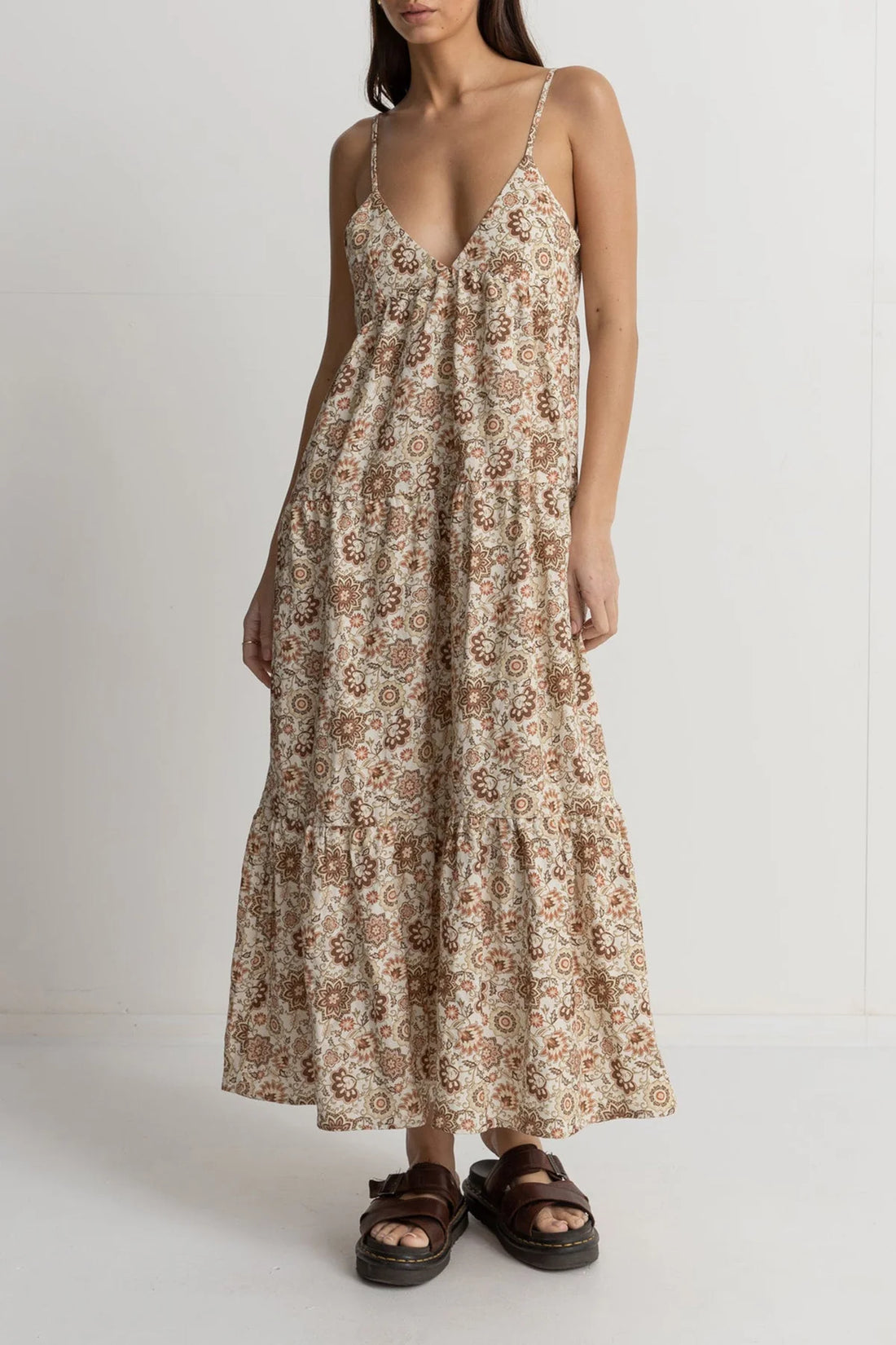 RHYTHM RAYA PAISLEY TIERED MIDI DRESS - NATURAL DRESS RHYTHM   