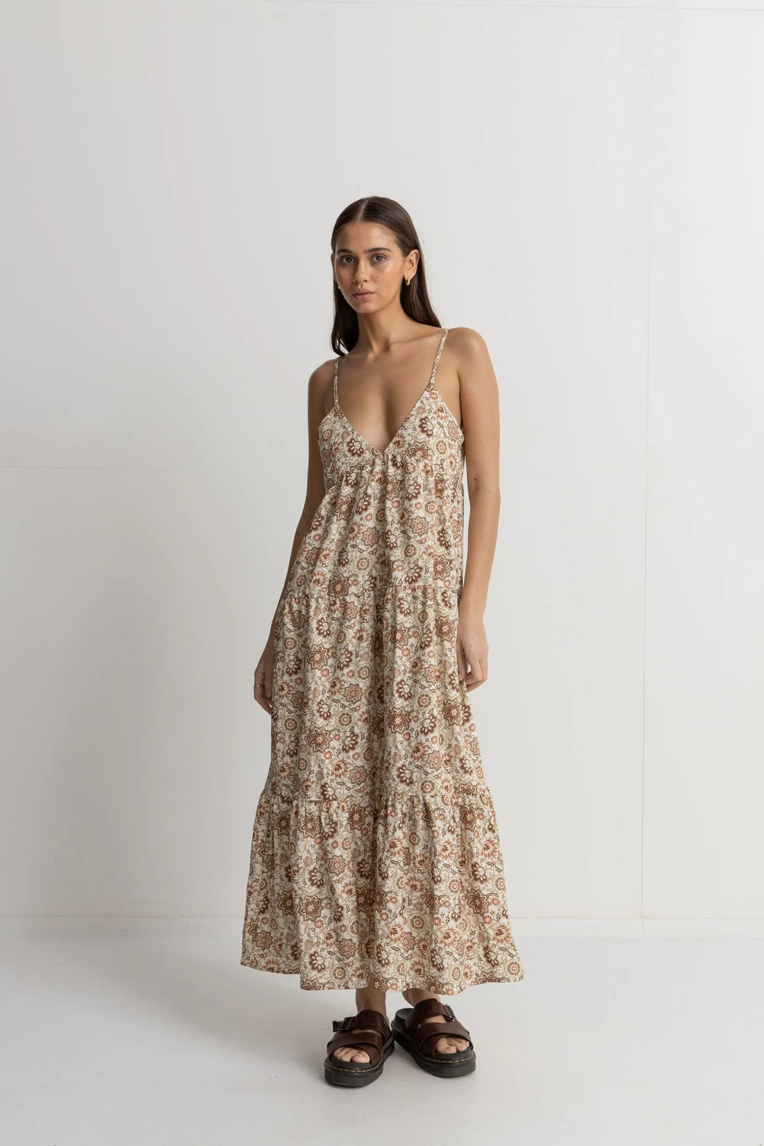 RHYTHM RAYA PAISLEY TIERED MIDI DRESS - NATURAL DRESS RHYTHM   