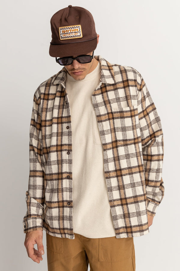 RHYTHM ALBERT CHECK LS SHIRT - NATURAL SHIRT RHYTHM   