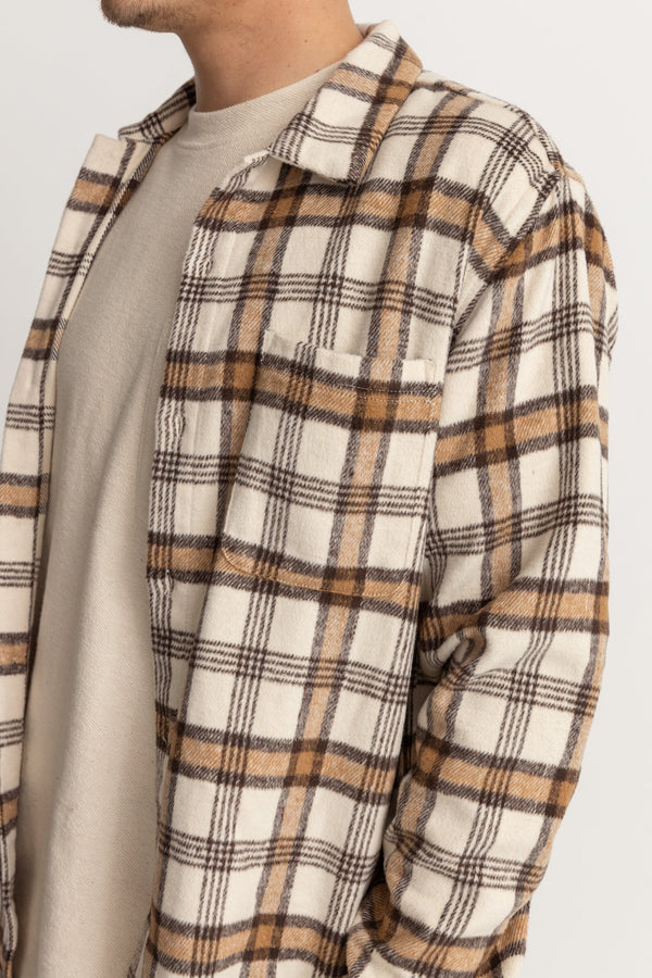 RHYTHM ALBERT CHECK LS SHIRT - NATURAL SHIRT RHYTHM   