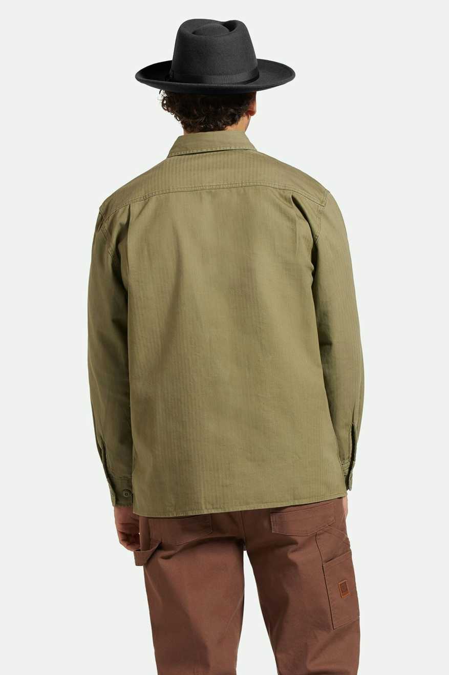 BRIXTON SELDEN OVERSHIRT - OLIVE SURPLUS WORN WASH SHIRT BRIXTON   