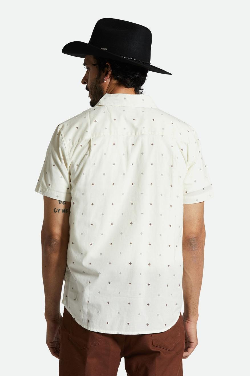 BRIXTON CHARTER PRINT S/S WOVEN SHIRT - OFF WHITE PYRAMID SHIRT BRIXTON   