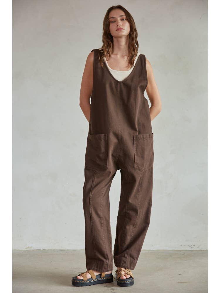 MAXWELL DENIM OVERALL - CHOCOLATE JEANS -   