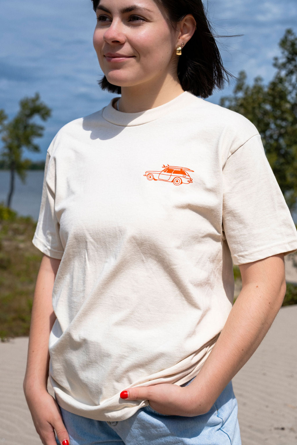 OAK SURF CLUB SANDBANKS TEE - NATURAL TSHIRT OAK SURF CLUB   