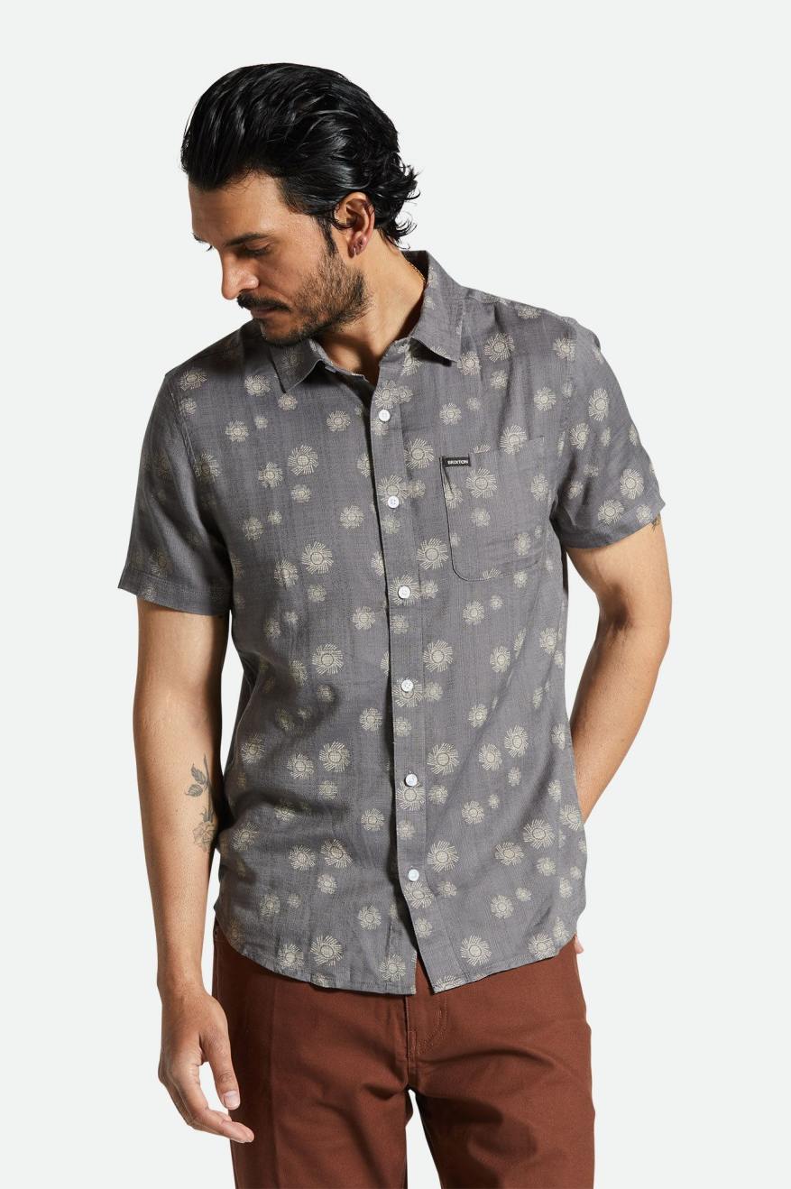 BRIXTON CHARTER SLUB S/S WOVEN SHIRT - CHARCOAL SOL SHIRT BRIXTON   