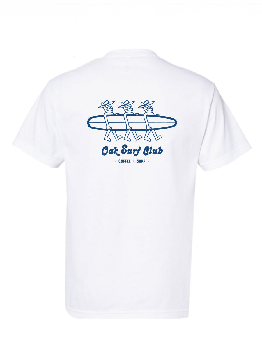 OAK SURF CLUB THREE GUYS - WHITE/NAVY LOGO T-SHIRTS OAK SURF CLUB