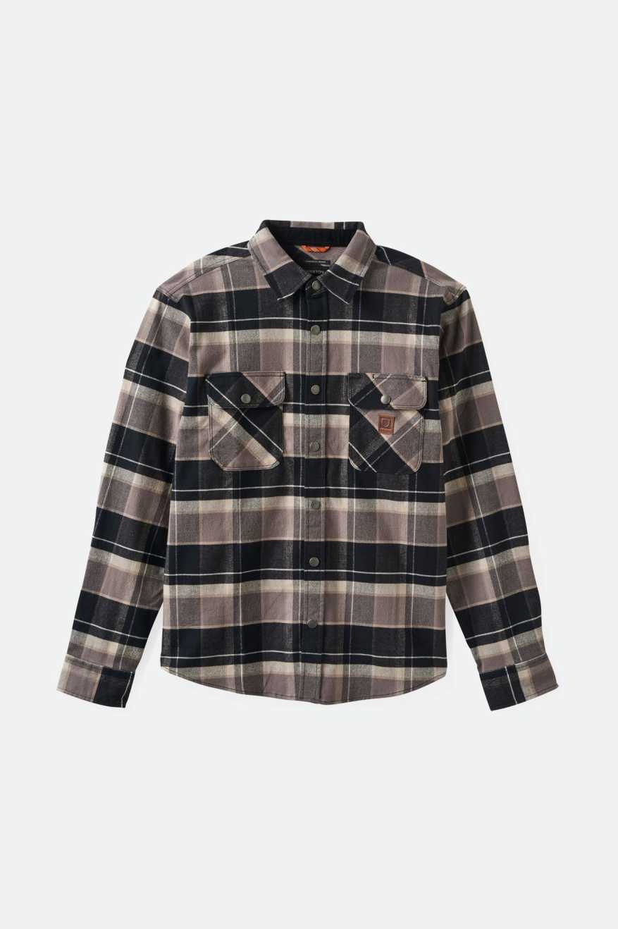 BUILDERS BOWERY STRETCH WATER RESISTANT L/S FLANNEL - BLACK/CHARCOAL/BEIGE SHIRT BRIXTON   