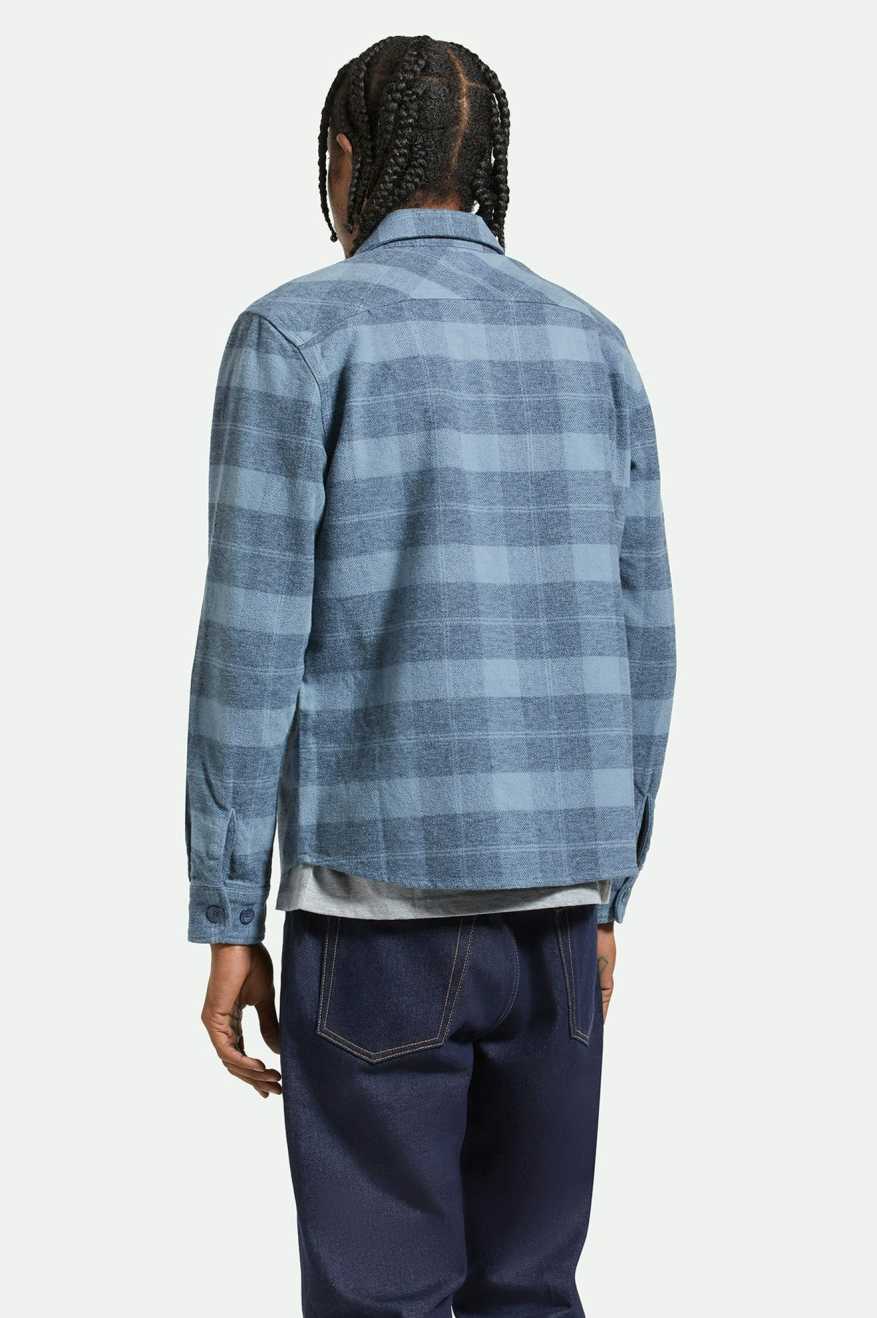 BRIXTON BOWERY HEAVY WEIGHT L/S FLANNEL - MIRAGE BLUE/WASHED NAVY SHIRT BRIXTON   