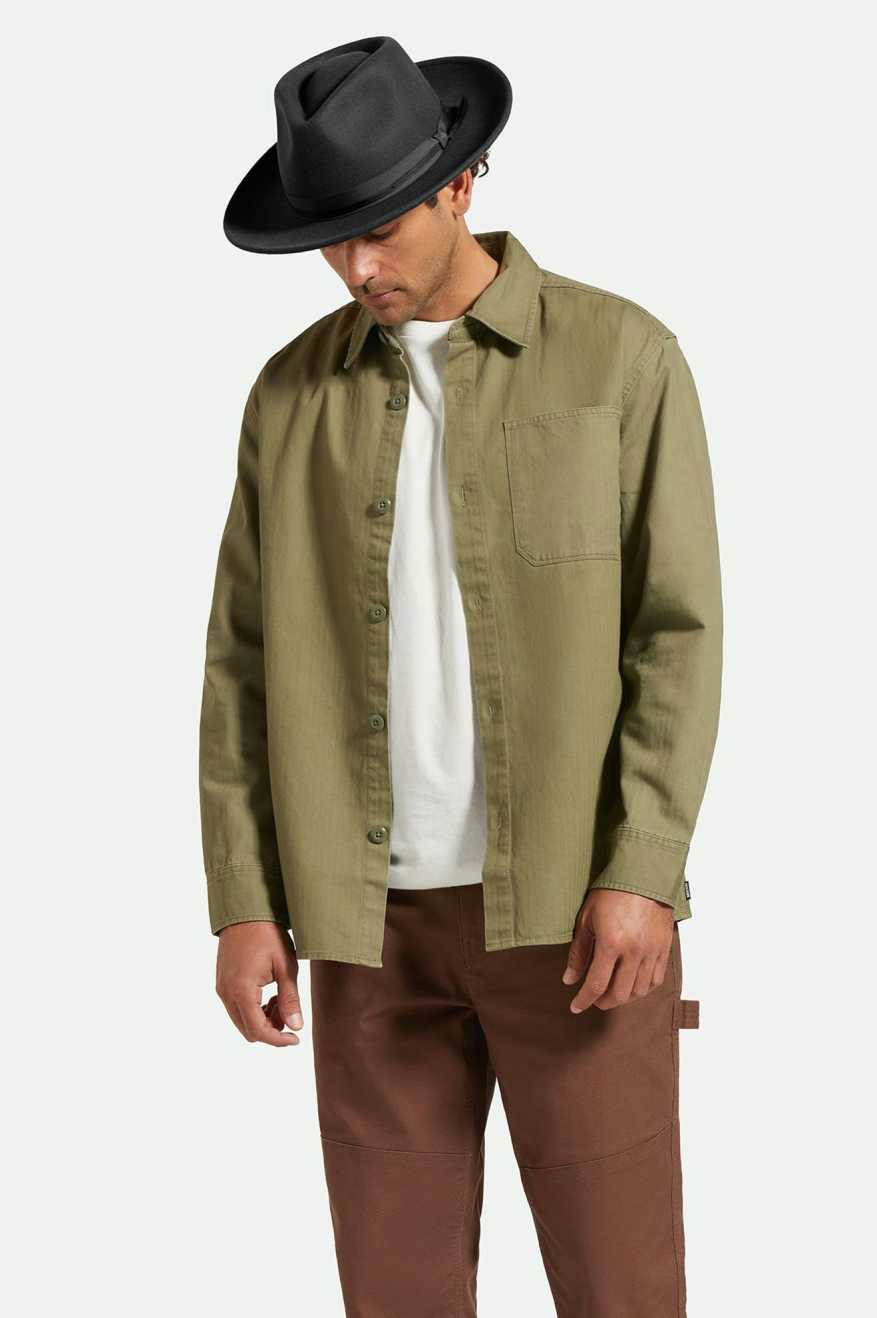 BRIXTON SELDEN OVERSHIRT - OLIVE SURPLUS WORN WASH SHIRT BRIXTON   