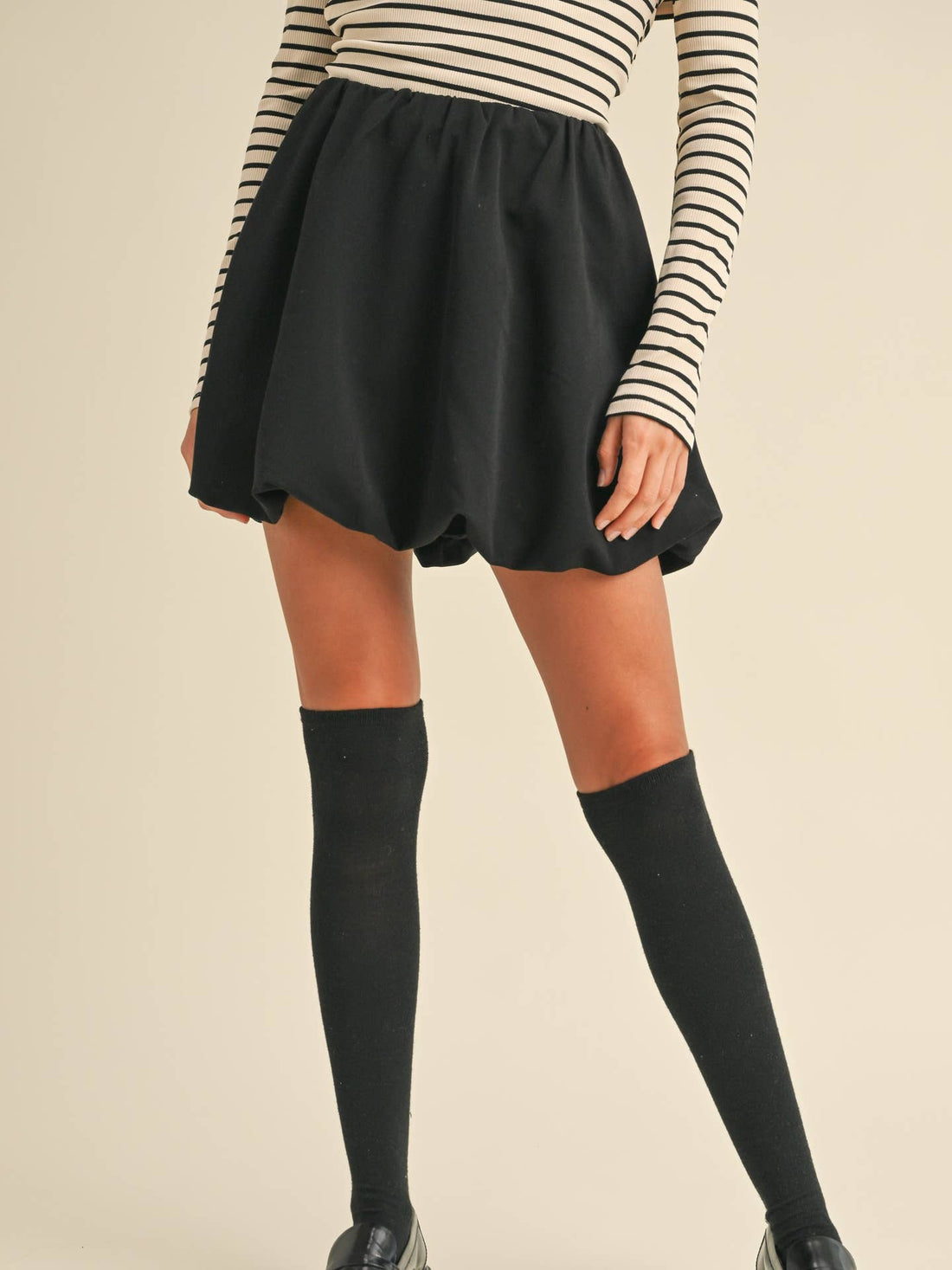 BUBBLE MINI SKIRT - BLACK SKIRT -   