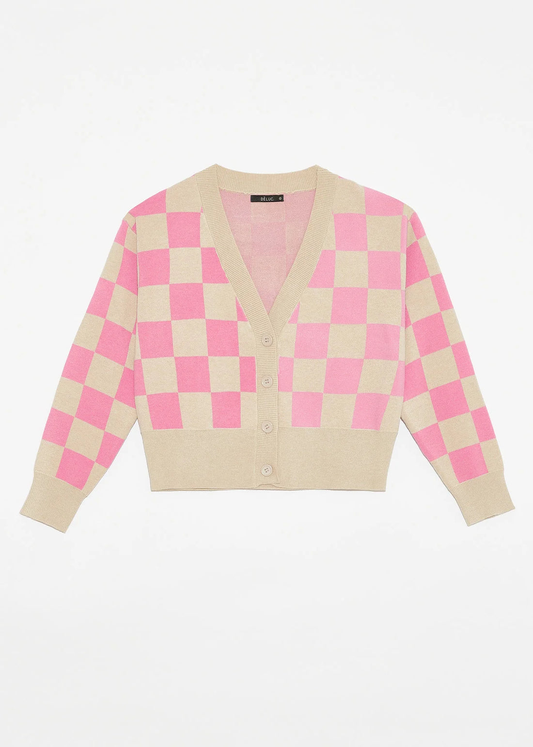 DELUC ECHINACEA COLORBLOCK CARDIGAN - PINK/WHITE SWEATER DELUC   