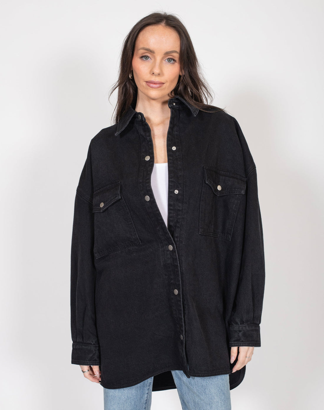 BRUNETTE THE LABEL SHANIA DENIM JACKET - BLACK DENIM JACKET BRUNETTE THE LABEL   