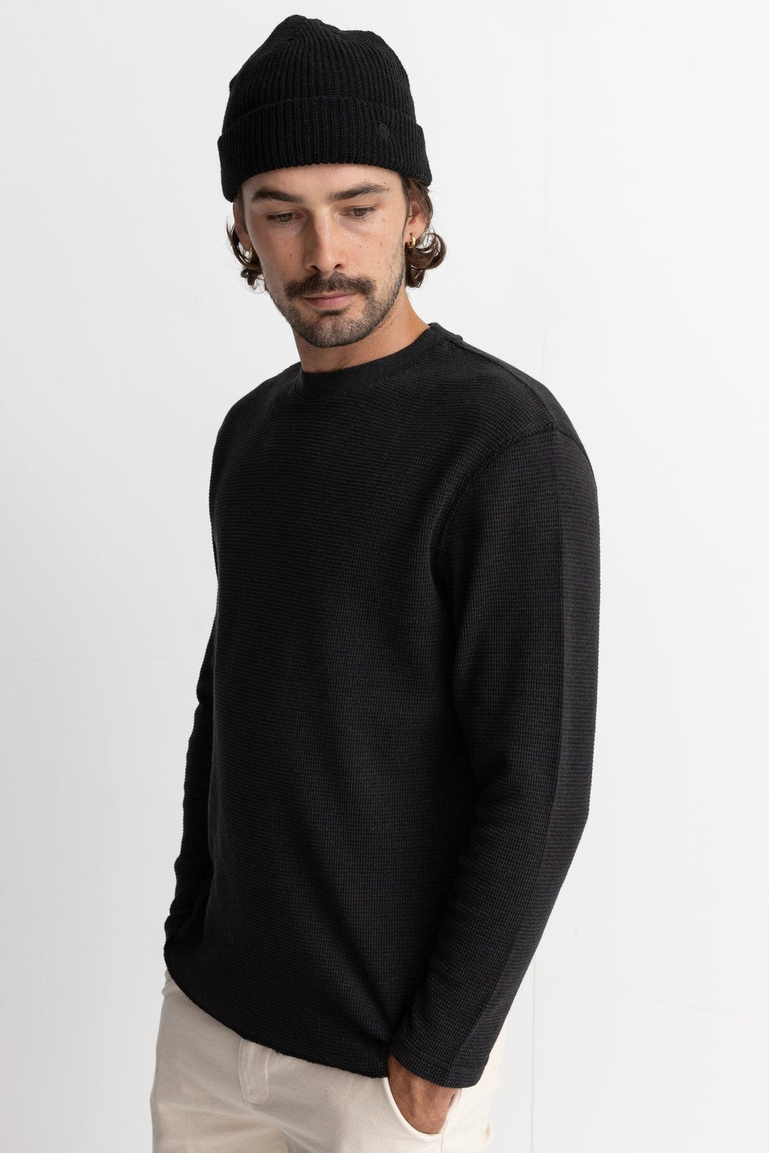 RHYTHM CLASSIC WAFFLE KNIT - VINTAGE BLACK SHIRT RHYTHM   