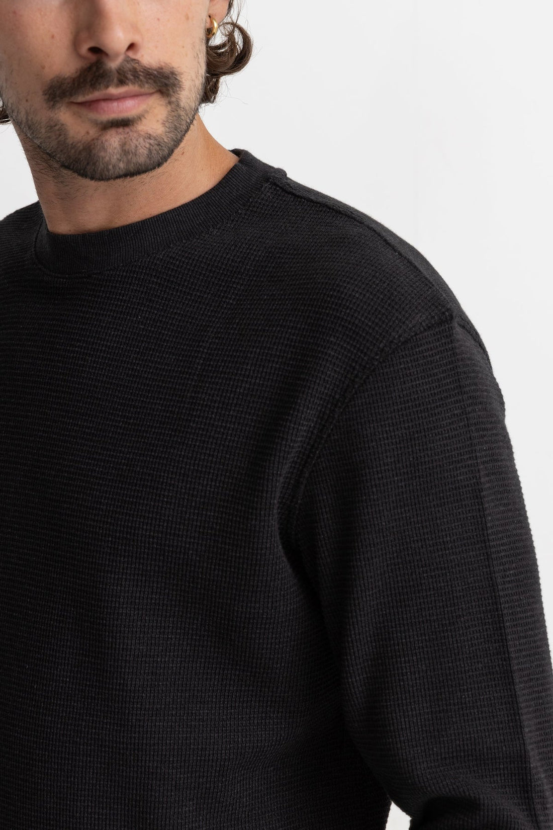 RHYTHM CLASSIC WAFFLE KNIT - VINTAGE BLACK SHIRT RHYTHM   