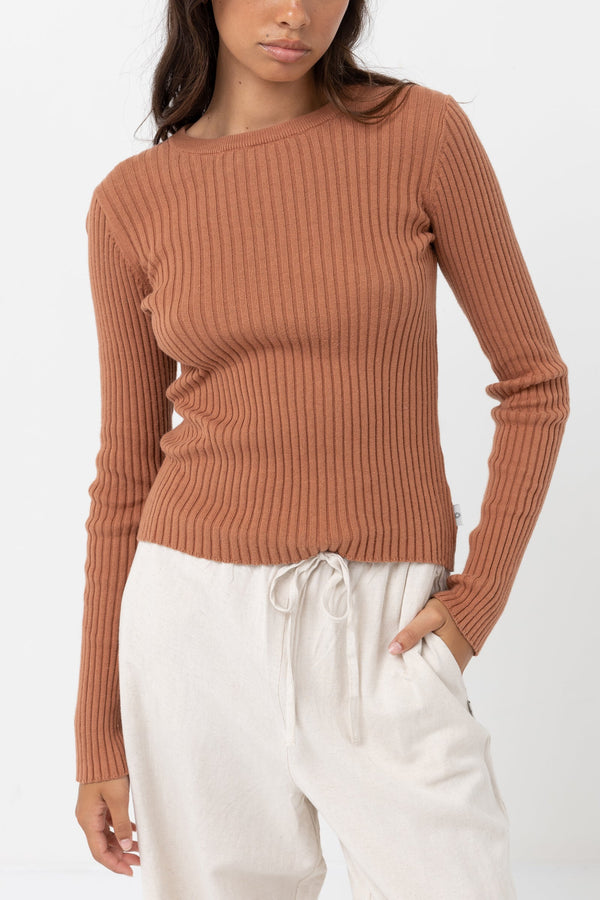 RHYTHM CLASSIC KNIT LONG SLEEVE TOP - CINNAMON TOP RHYTHM   