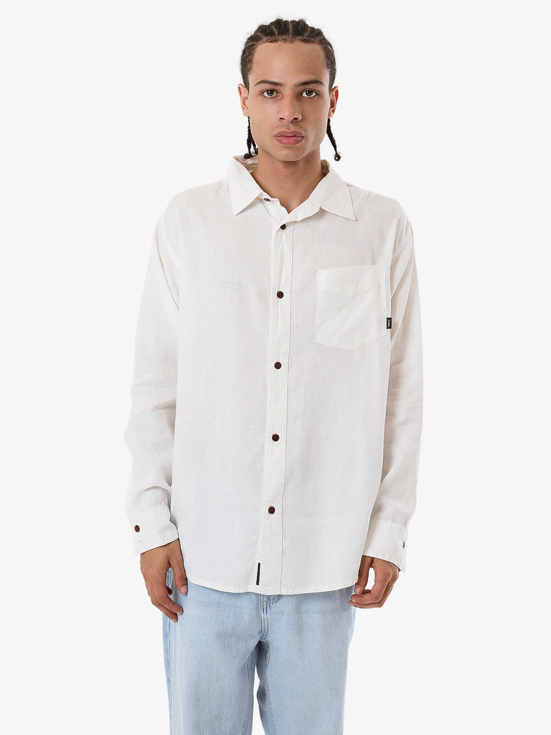 THRILLS HEMP MINIMAL OVERSIZE LONG SLEEVE SHIRT - DIRTY WHITE SHIRT THRILLS   