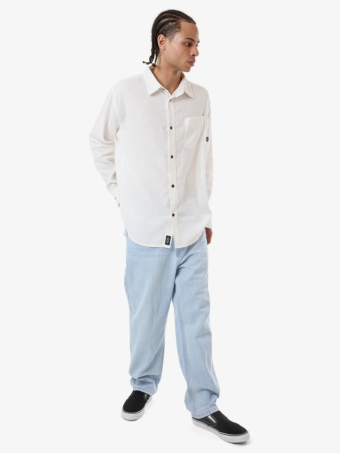 THRILLS HEMP MINIMAL OVERSIZE LONG SLEEVE SHIRT - DIRTY WHITE SHIRT THRILLS   