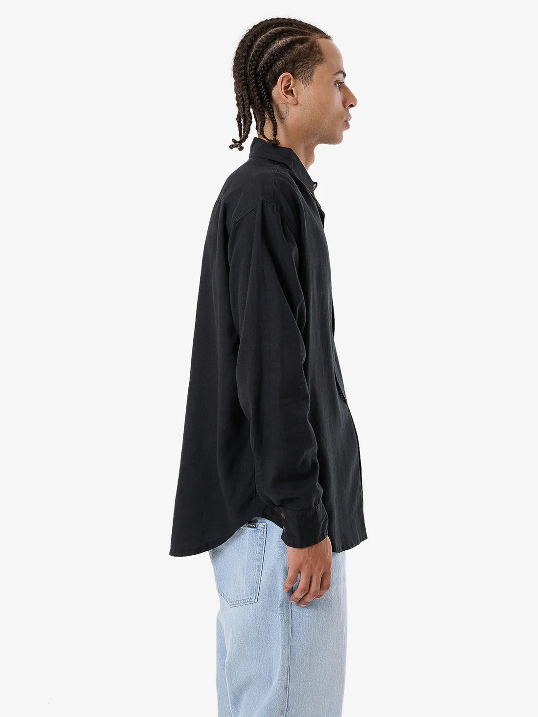 THRILLS HEMP MINIMAL OVERSIZE LONG SLEEVE SHIRT - BLACK SHIRT THRILLS   