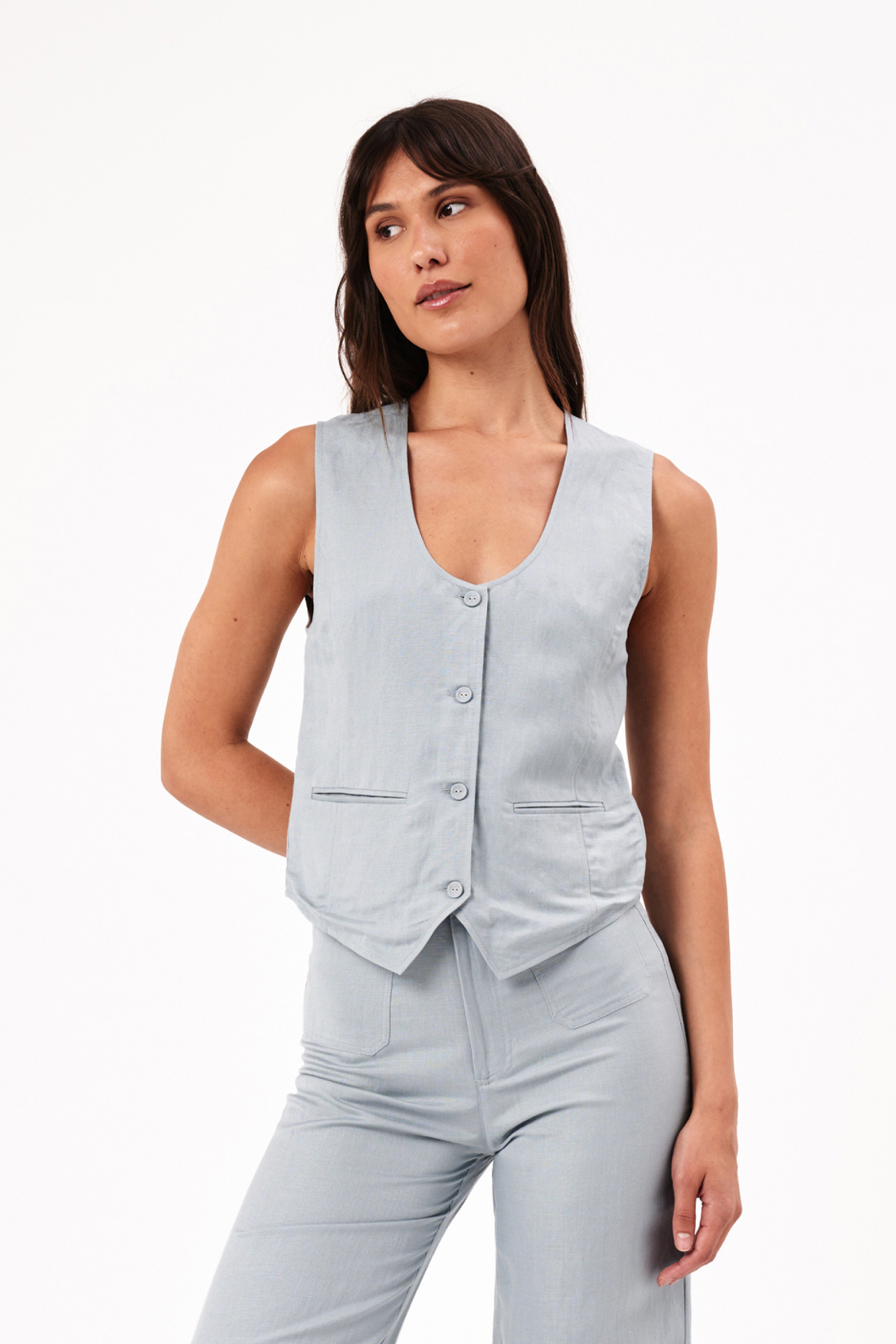 ROLLAS SOHO LINEN VEST - FOG vest ROLLAS   