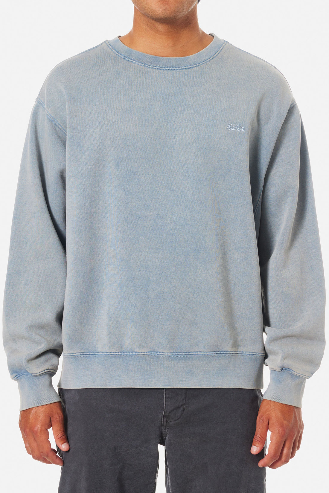 KATIN EMBROIDERED CREW - WASHED BLUE SAND SWEATER KATIN   