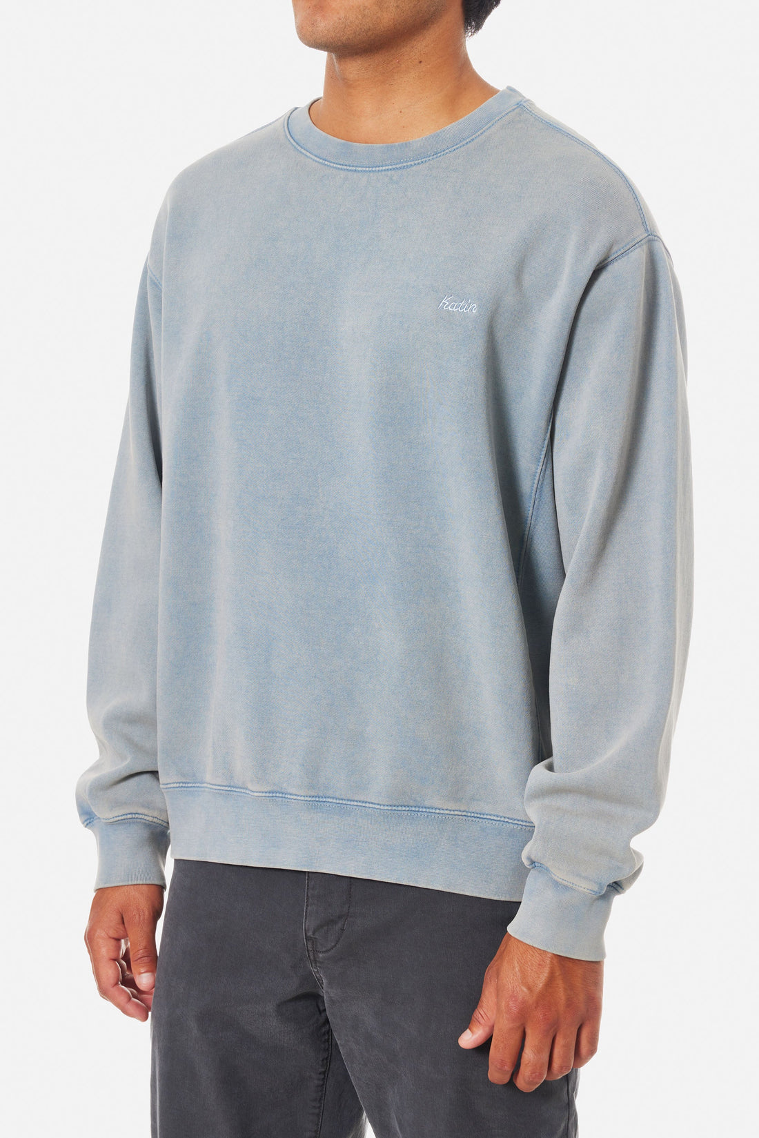 KATIN EMBROIDERED CREW - WASHED BLUE SAND SWEATER KATIN   