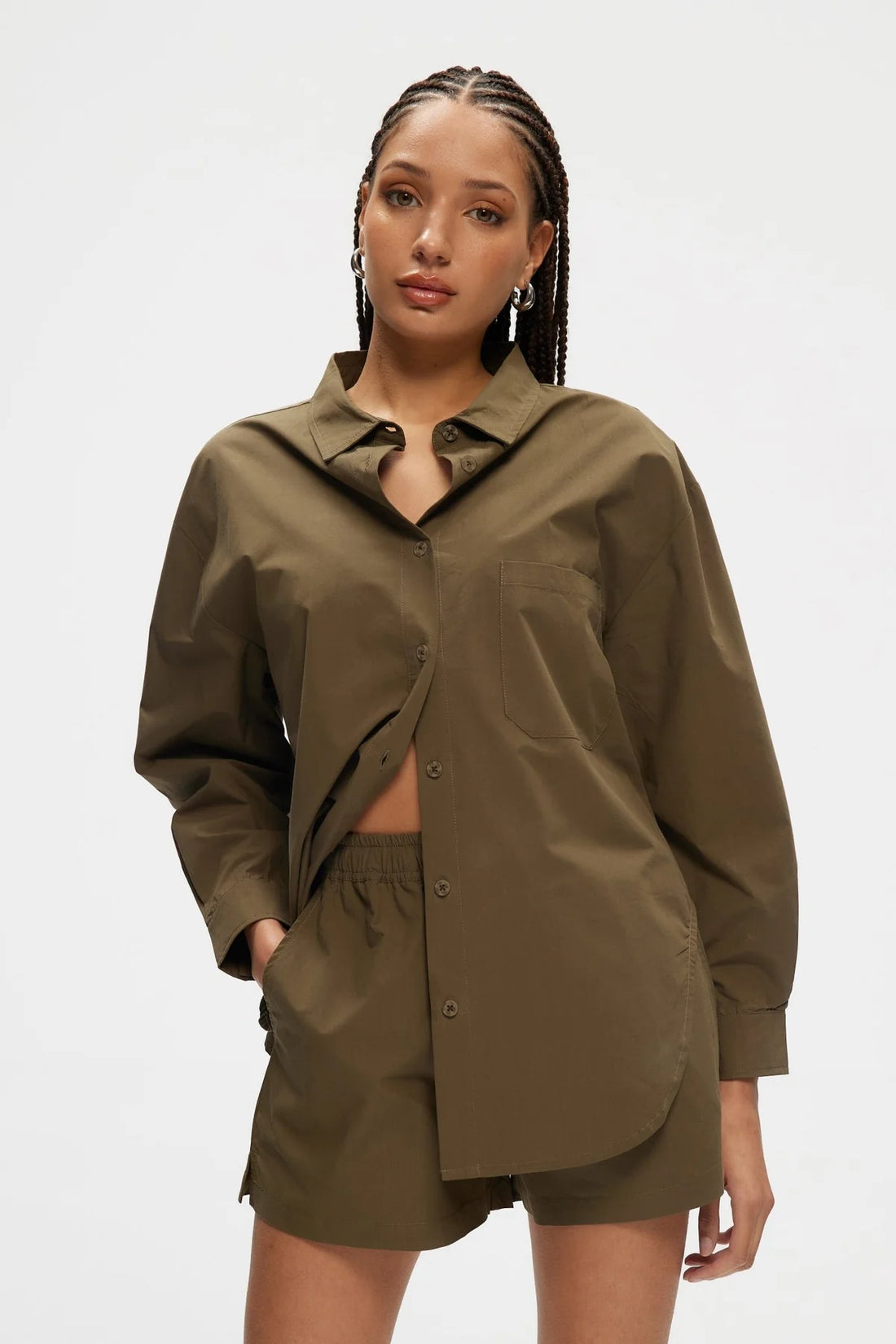 KUWALLA POPLIN OVERSIZED SHIRT - KHAKI SHIRT KUWALLA   