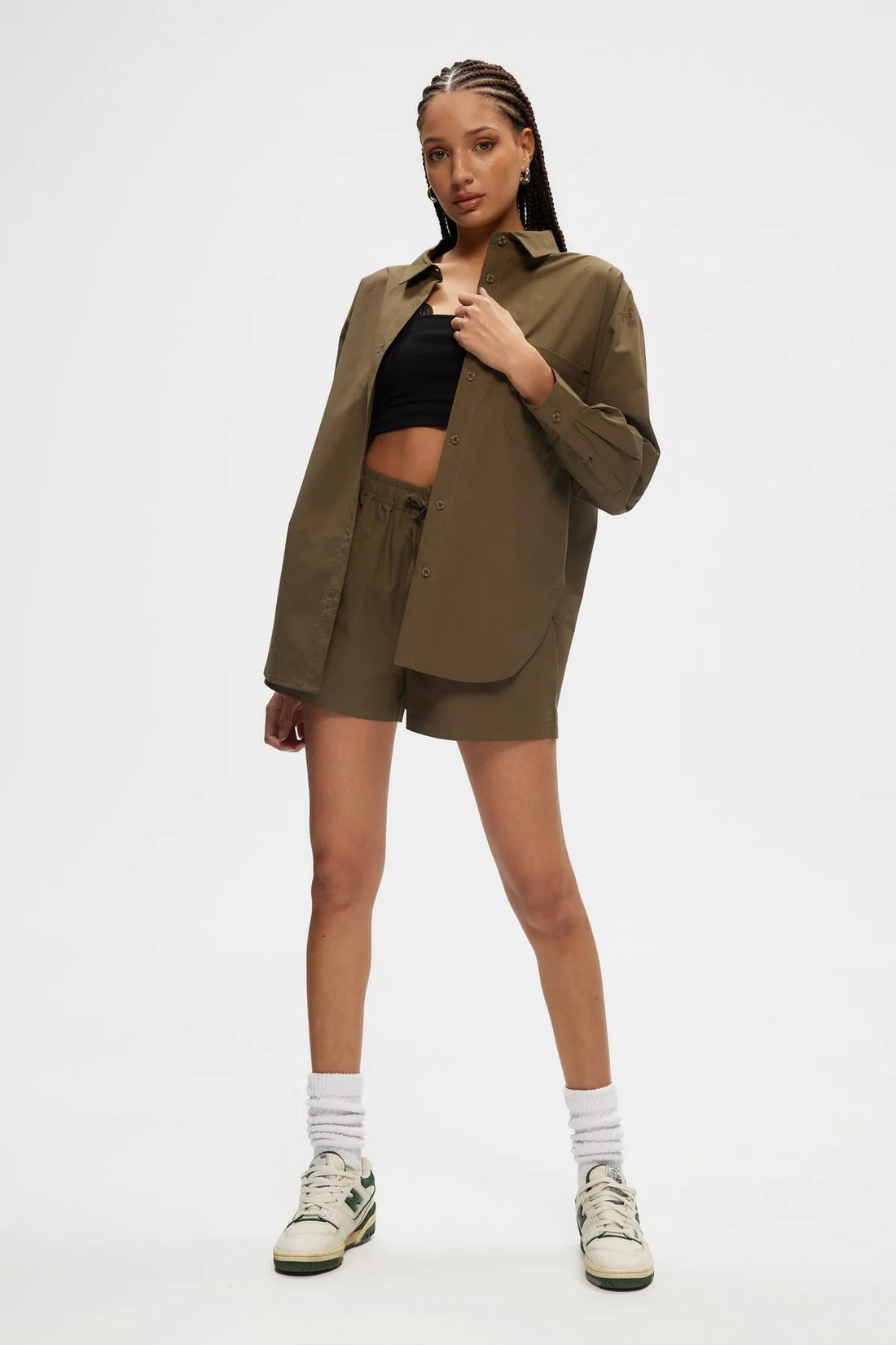 KUWALLA POPLIN OVERSIZED SHIRT - KHAKI SHIRT KUWALLA   