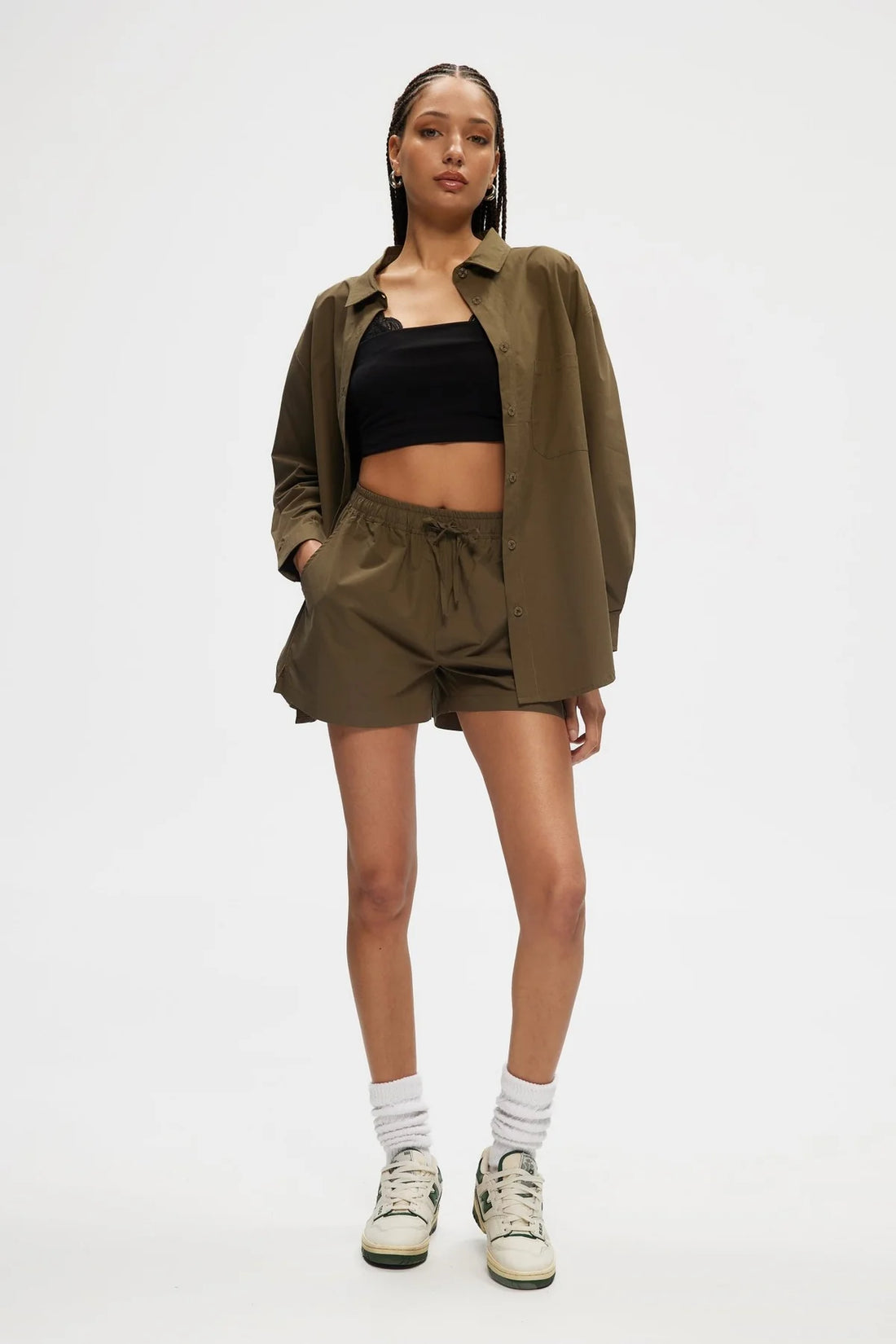 KUWALLA POPLIN OVERSIZED SHIRT - KHAKI SHIRT KUWALLA   