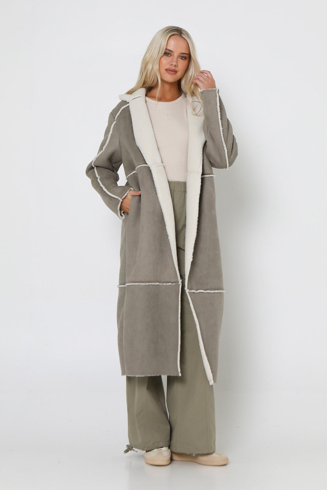 LOST IN LUNAR MIMI COAT - SAGE Coats & Jackets LOST IN LUNAR   