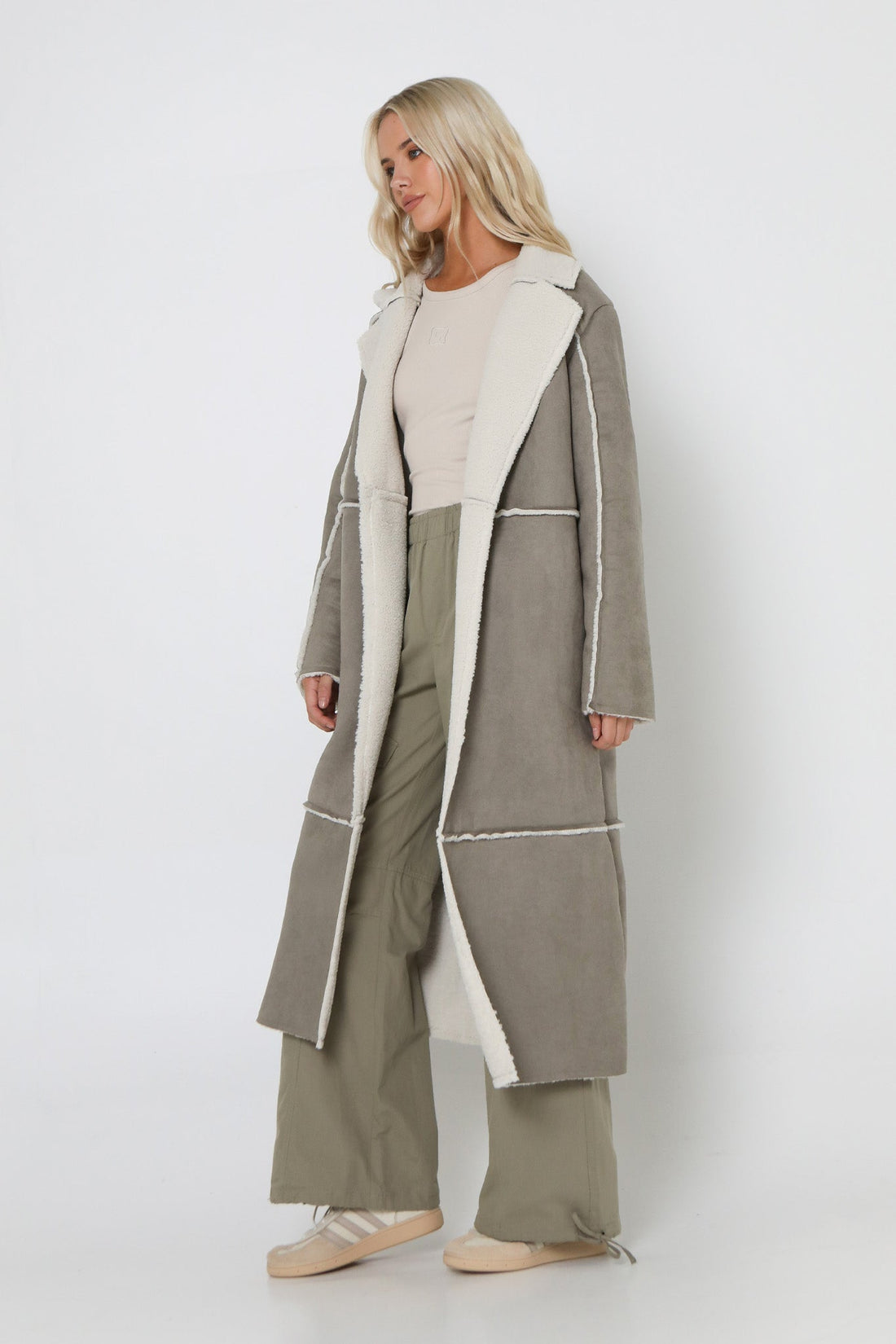 LOST IN LUNAR MIMI COAT - SAGE Coats & Jackets LOST IN LUNAR   