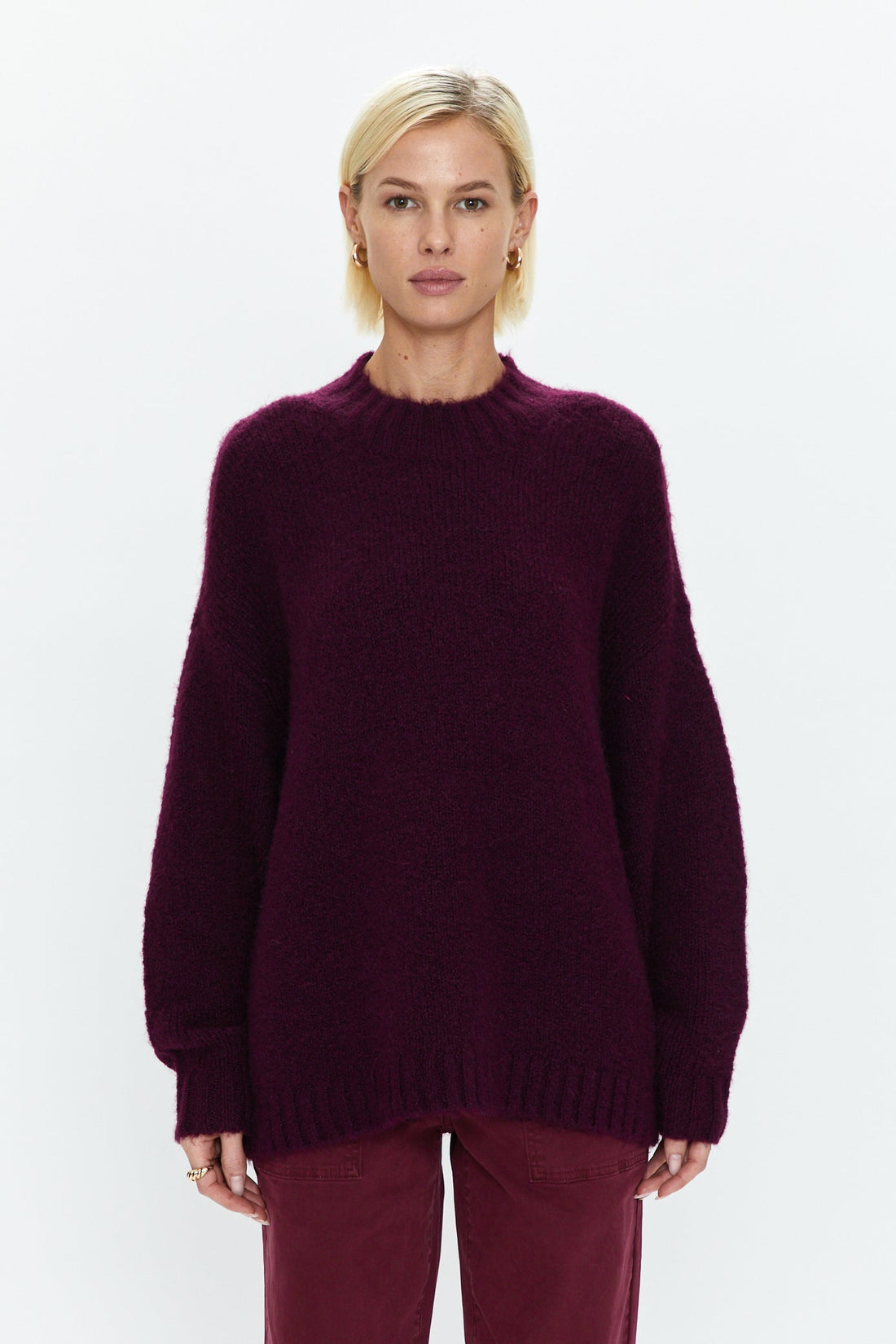 PISTOLA CARLEN MOCK NECK SWEATER - AUBERGINE SWEATER PISTOLA   