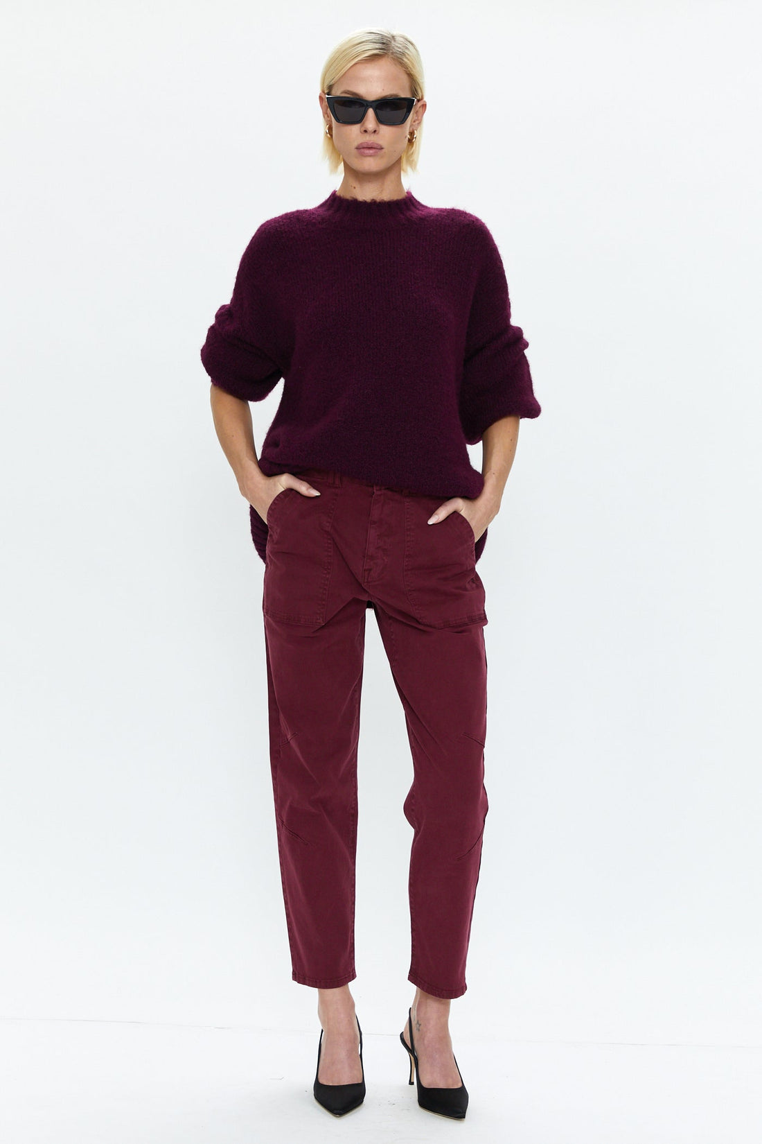 PISTOLA CARLEN MOCK NECK SWEATER - AUBERGINE SWEATER PISTOLA   