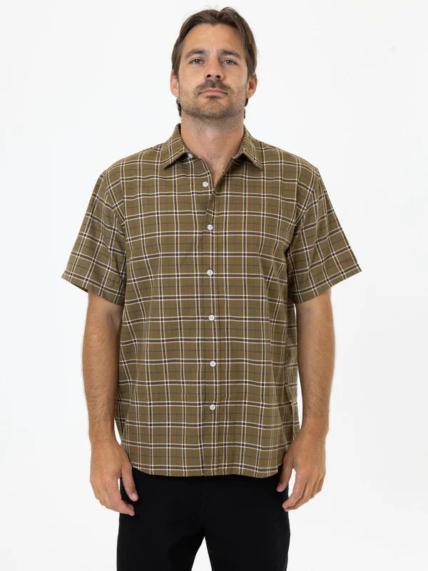 THRILLS STERADFAST CHECK SHORT SLEEVE SHIRT - MUSTARD GOLD SHIRT THRILLS   