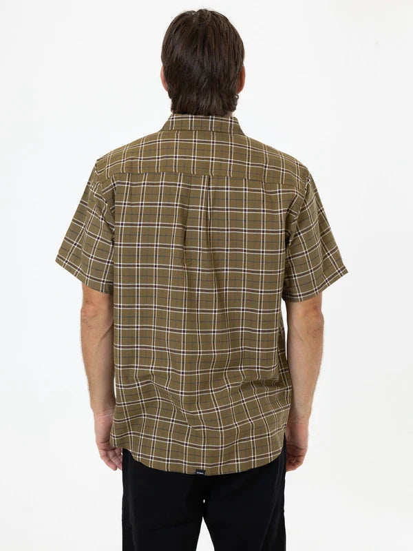 THRILLS STERADFAST CHECK SHORT SLEEVE SHIRT - MUSTARD GOLD SHIRT THRILLS   