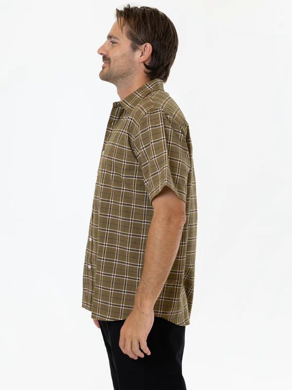 THRILLS STERADFAST CHECK SHORT SLEEVE SHIRT - MUSTARD GOLD SHIRT THRILLS   