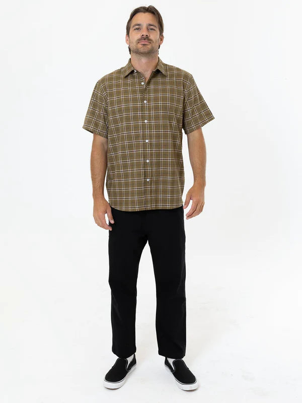 THRILLS STERADFAST CHECK SHORT SLEEVE SHIRT - MUSTARD GOLD SHIRT THRILLS   