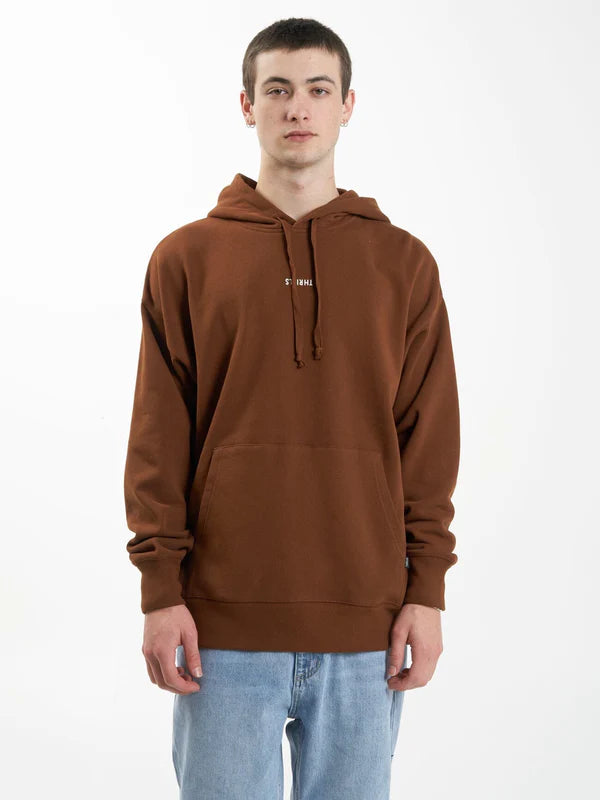 THRILLS MINIMAL SLOUCH PULL ON HOOD - CHESTNUT HOODIE THRILLS   