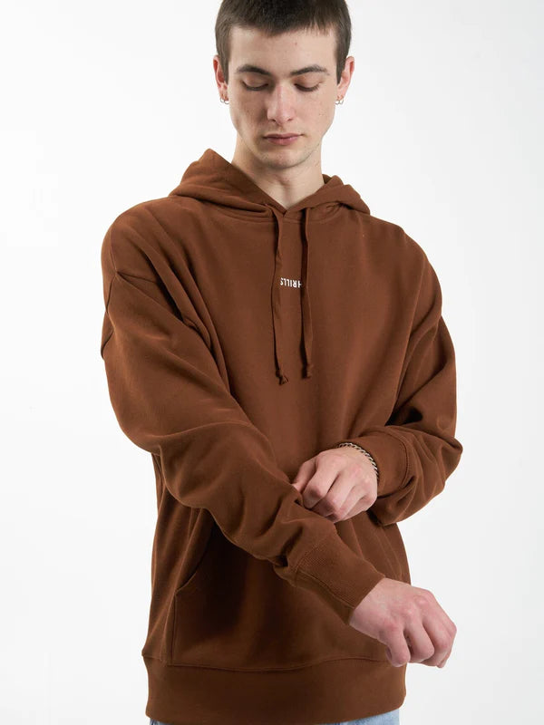 THRILLS MINIMAL SLOUCH PULL ON HOOD - CHESTNUT HOODIE THRILLS   