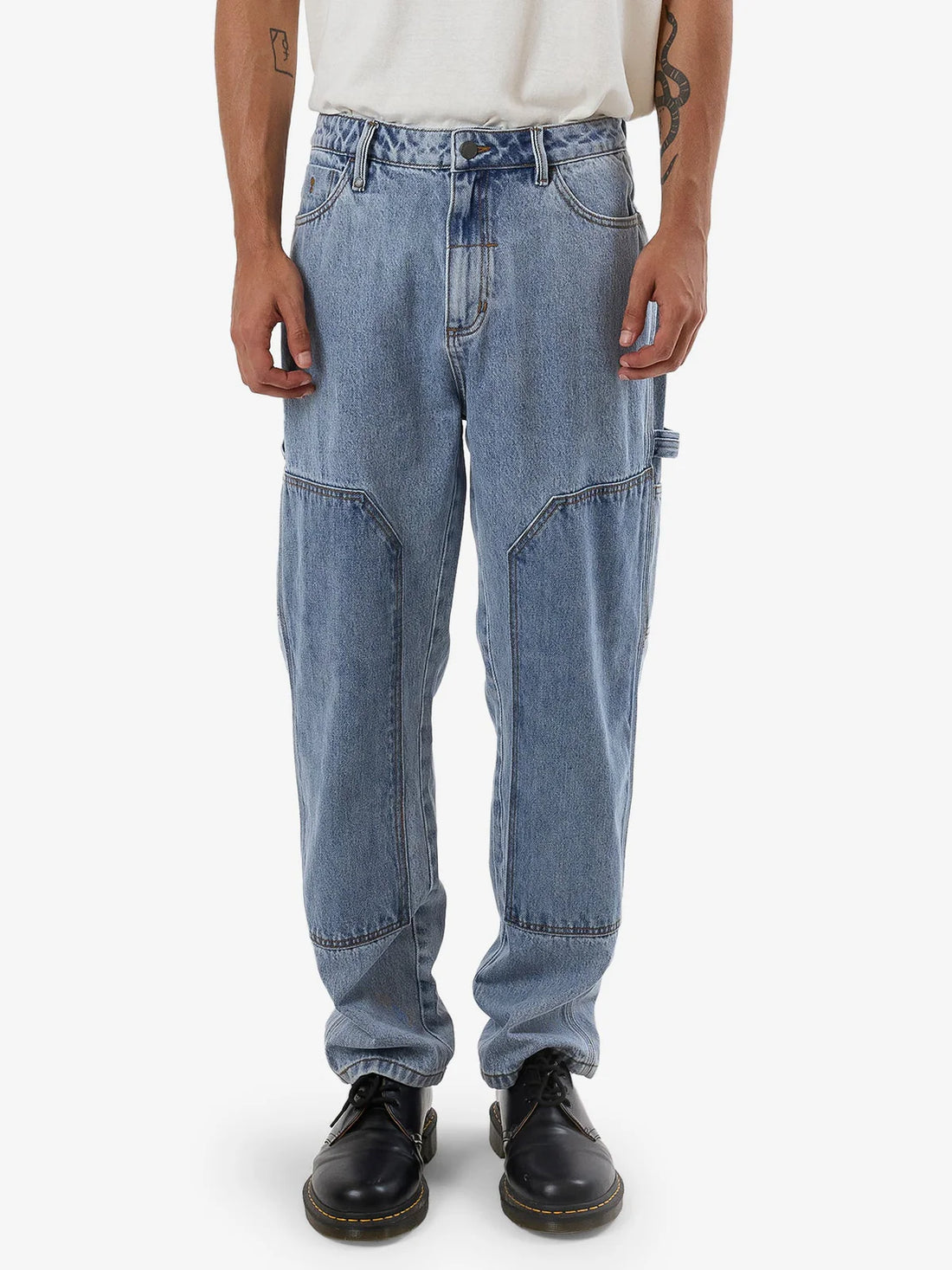 THRILLS CARPENTER SLACKER DOUBLE KNEE JEAN - FADED RINSE INDIGO PANT THRILLS   