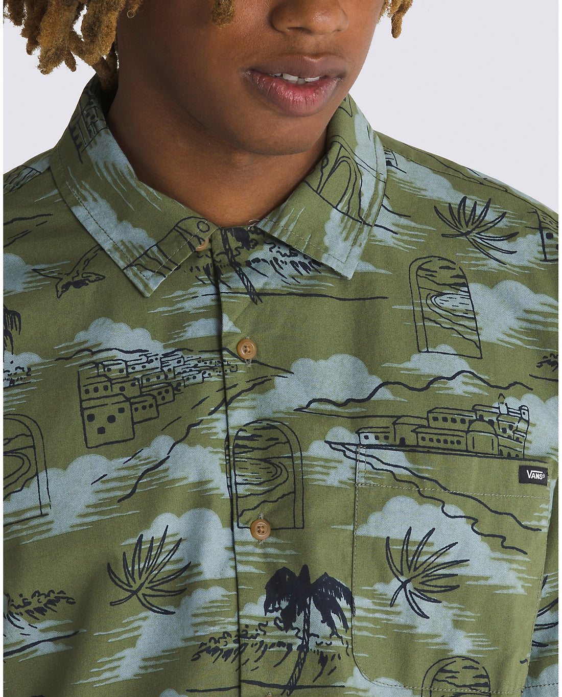 VANS DAVISTA SS WOVEN BUTTONDOWN - OLIVINE SHIRT VANS   