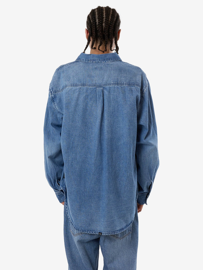 THRILLS CANYON OVERSIZE LONG SLEEVE DENIM SHIRT - DARK DUST BLUE SHIRT JACKET THRILLS   