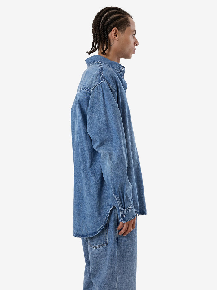 THRILLS CANYON OVERSIZE LONG SLEEVE DENIM SHIRT - DARK DUST BLUE SHIRT JACKET THRILLS   