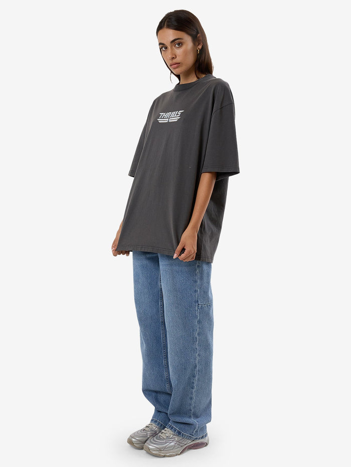 THRILLS HIGH SHINE OVERSIZED TEE - MERCH BLACK SHIRT THRILLS   