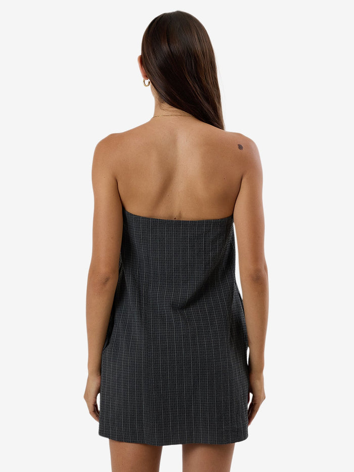 THRILLS COLBY STRAPLESS DRESS - CHARCOAL PINSTRIPE DRESS THRILLS   