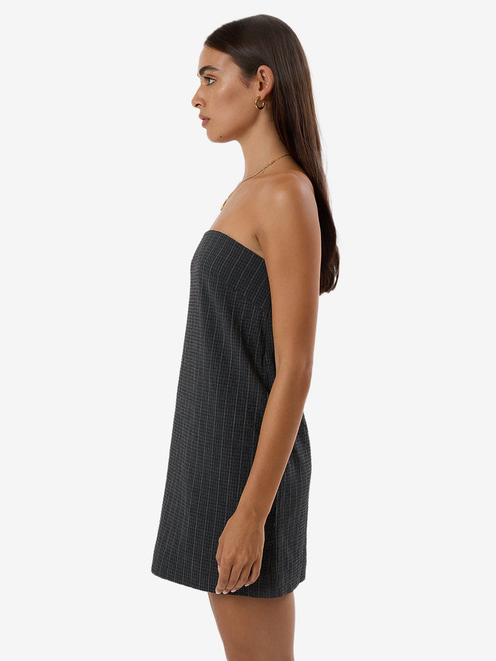 THRILLS COLBY STRAPLESS DRESS - CHARCOAL PINSTRIPE DRESS THRILLS   