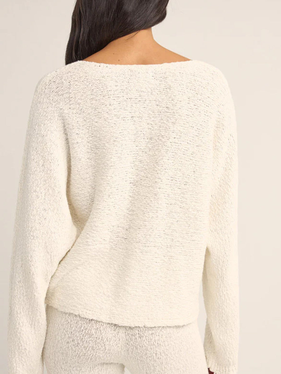 RHYTHM ADELE OVERSIZED LONG-SLEEVE KNIT TOP - CREAM