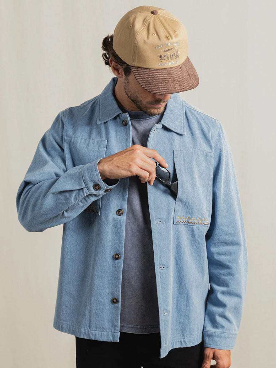 RHYTHM ARGUAM LONG-SLEEVE OVERSHIRT - STONE BLUE SHIRTS RHYTHM