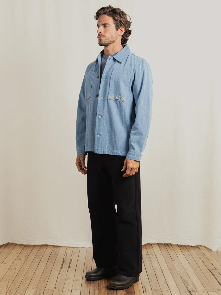 RHYTHM ARGUAM LONG-SLEEVE OVERSHIRT - STONE BLUE SHIRTS RHYTHM