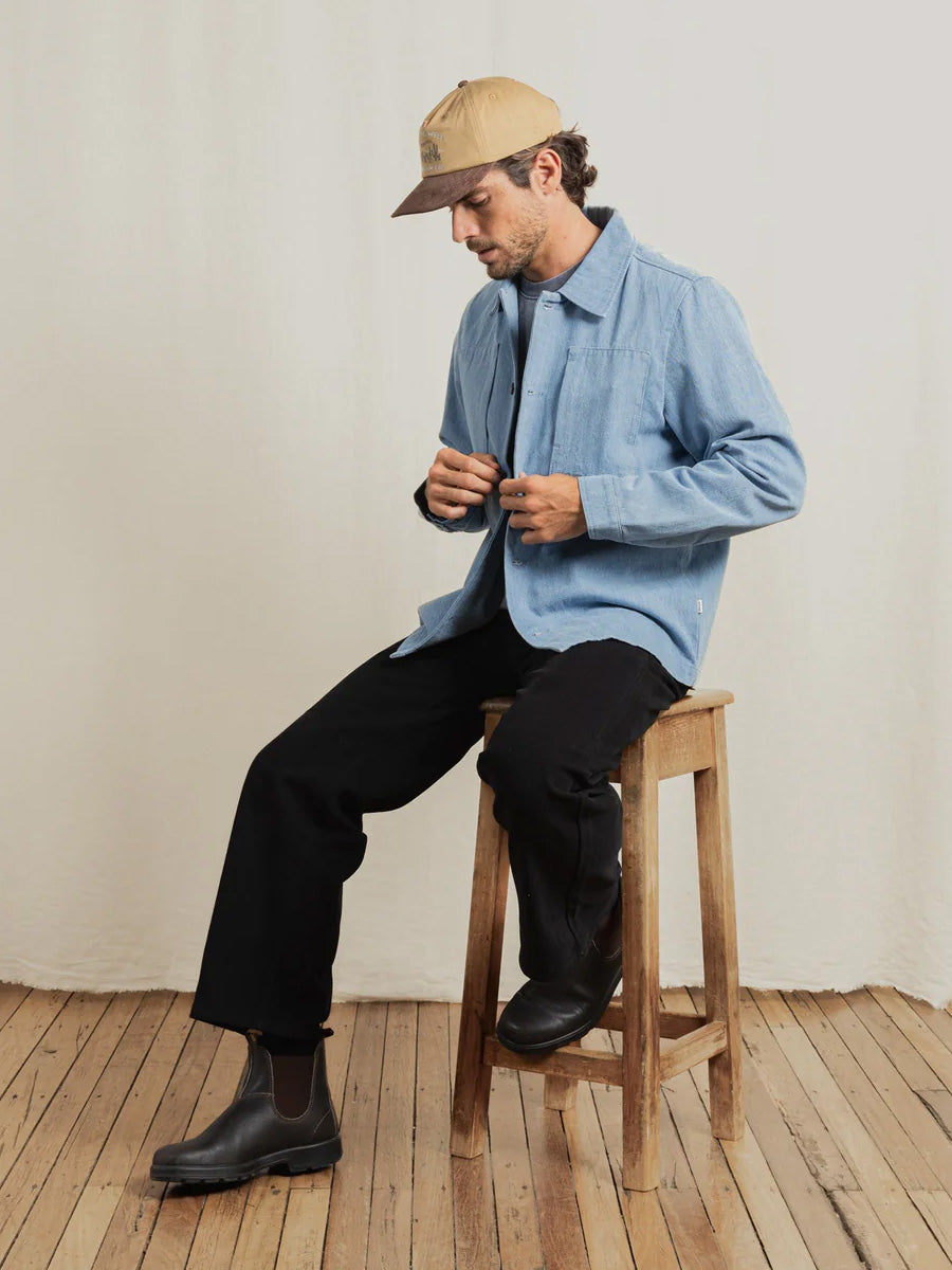 RHYTHM ARGUAM LONG-SLEEVE OVERSHIRT - STONE BLUE SHIRTS RHYTHM