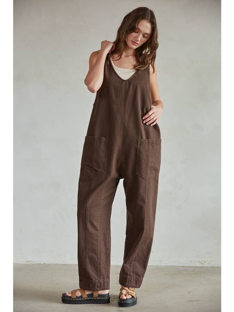 MAXWELL DENIM OVERALL - CHOCOLATE JEANS -   